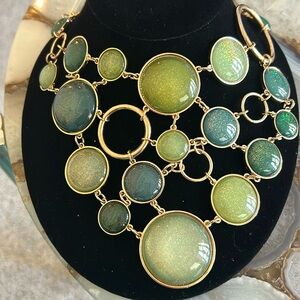 Blue Green Bubble Statement Necklace-Boutique